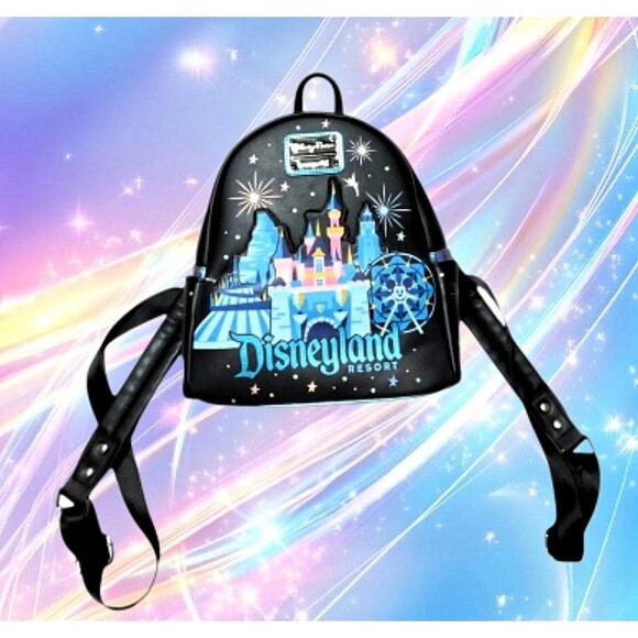 Disney x Loungefly Handbags - DISNEY PARKS x LOUNGEFLY Mini Backpack Black Blue Disneyland Resort Icons Bag
